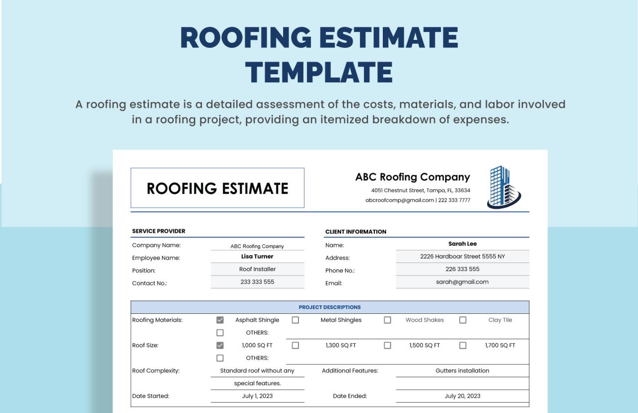 Commercial Roofing Estimate Templates Roofing Proposal Template,