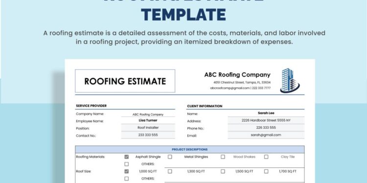 Commercial Roofing Estimate Templates Roofing Proposal Template,